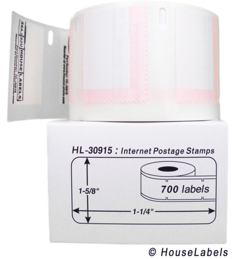 1-5/8 x 1-1/4 700 Labels per Roll HouseLabels Internet Postage Stamp Labels HL-30915-700 4 Rolls 