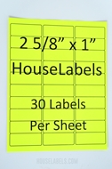 Picture of HouseLabels’ brand – 30 Labels per Sheet – NEON YELLOW (100 Sheets – Best Value)