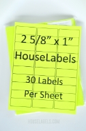 Picture of HouseLabels’ brand – 30 Labels per Sheet – NEON YELLOW (100 Sheets – Best Value)