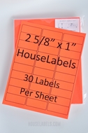 Picture of HouseLabels’ brand – 30 Labels per Sheet – NEON RED (100 Sheets – Best Value)