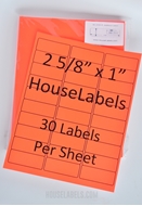 Picture of HouseLabels’ brand – 30 Labels per Sheet – NEON RED (500 Sheets – Shipping Included)