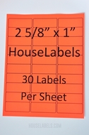 Picture of HouseLabels’ brand – 30 Labels per Sheet – NEON RED (500 Sheets – Shipping Included)