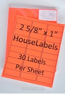 Picture of HouseLabels’ brand – 30 Labels per Sheet – NEON RED (1000 Sheets – Shipping Included)