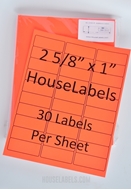 Picture of HouseLabels’ brand – 30 Labels per Sheet – NEON RED (2000 Sheets – Best Value)