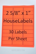 Picture of HouseLabels’ brand – 30 Labels per Sheet – NEON RED (2000 Sheets – Shipping Included)