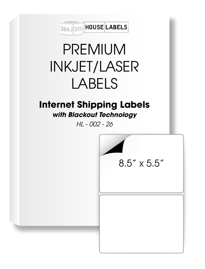 Picture of HouseLabels’ brand – 2 Labels per Sheet – BLACKOUT Technology (200 Sheets – Shipping Included)