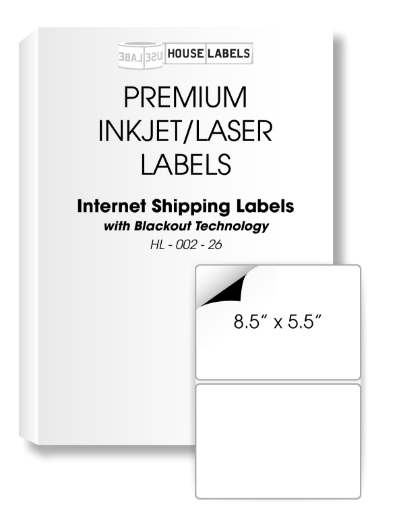 Picture of HouseLabels’ brand – 2 Labels per Sheet – BLACKOUT Technology (600 Sheets – Shipping Included)