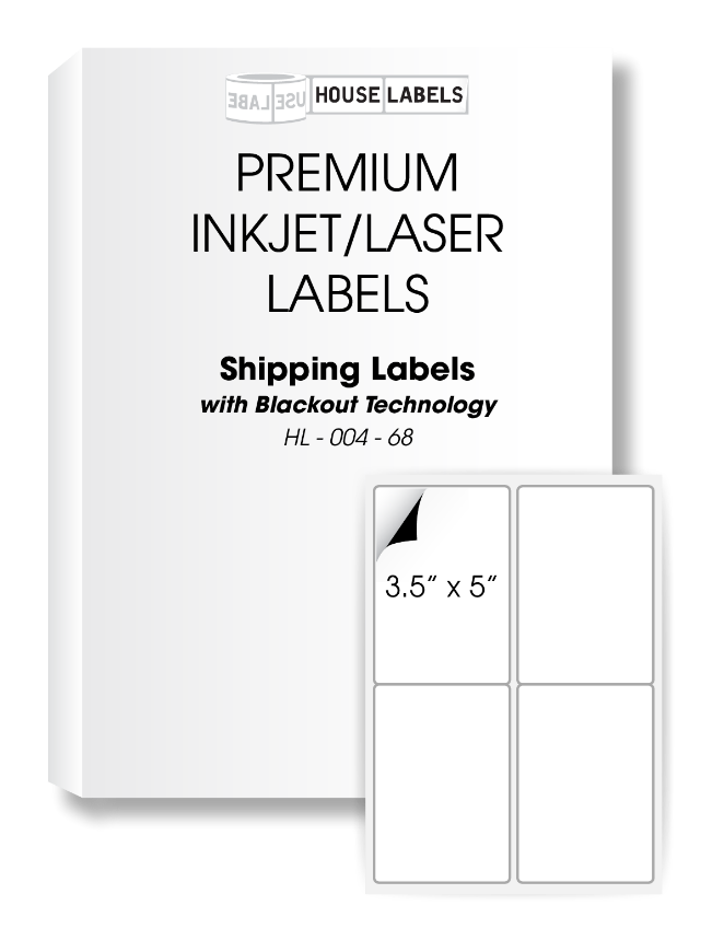 Picture of HouseLabels’ brand – 4 Labels per Sheet – BACKOUT Technology (200 Sheets – Best Value)