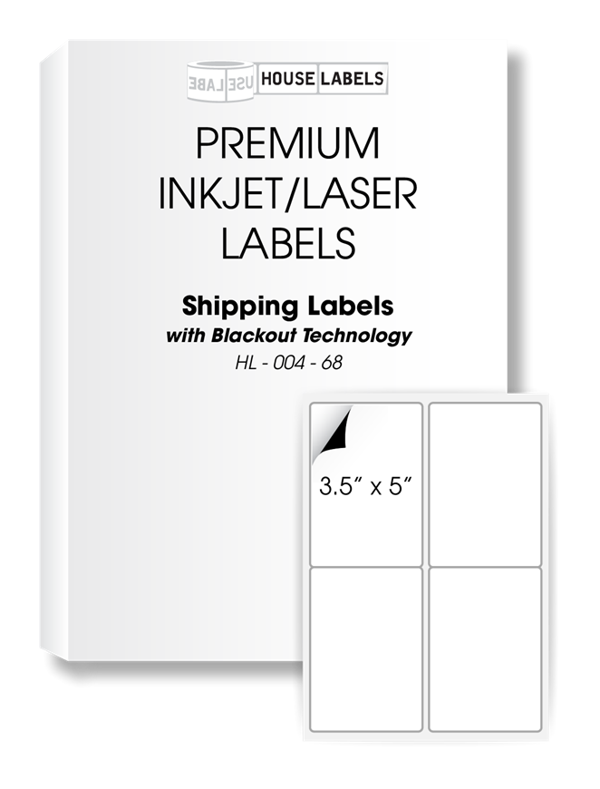 Picture of HouseLabels’ brand – 4 Labels per Sheet – BACKOUT Technology (400 Sheets – Shipping Included)