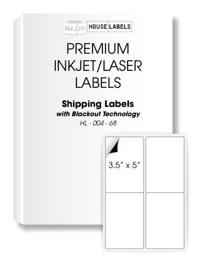 Picture of HouseLabels’ brand – 4 Labels per Sheet – BACKOUT Technology (2000 Sheets – Best Value)