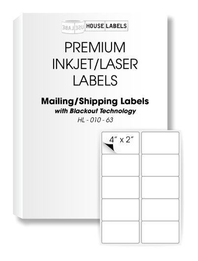 Picture of HouseLabels’ brand – 10 Labels per Sheet – BLACKOUT Technology (100 Sheets – Best Value)