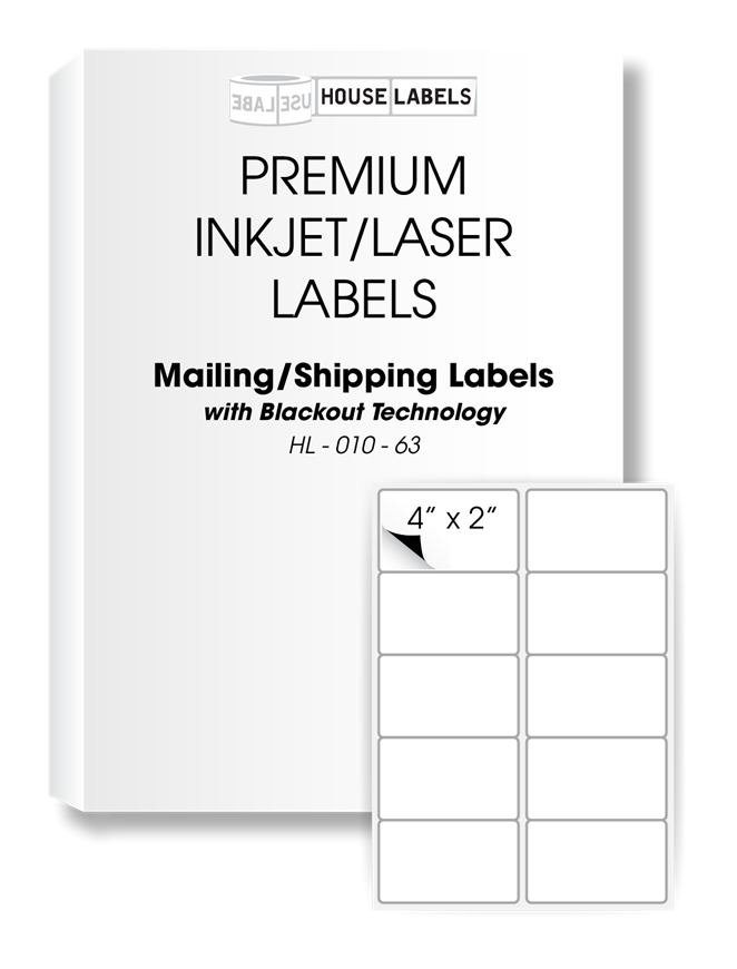 Picture of HouseLabels’ brand – 10 Labels per Sheet – BLACKOUT Technology (2000 Sheets – Shipping Included)