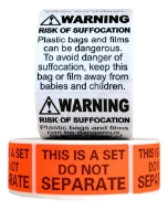 Picture of FBA Combo Pack (1 Roll Of Suffocation Warning Stickers And 1 Roll of "This is A Set Do Not Separate" Stickers) Everything You need to Label Your Products Ready For FBA