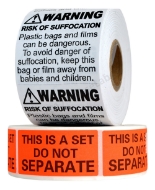 Picture of FBA Combo Pack (1 Roll Of Suffocation Warning Stickers And 1 Roll of "This is A Set Do Not Separate" Stickers) Everything You need to Label Your Products Ready For FBA