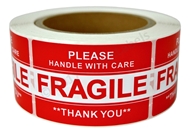 Picture of (1 Roll, 500 Labels) Pre-Printed 2x3 Fragile Please HANDLE WITH CARE. Best Value