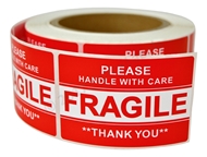 Picture of (1 Roll, 500 Labels) Pre-Printed 2x3 Fragile Please HANDLE WITH CARE. Best Value