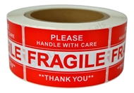 Picture of (12 Rolls , 500 Labels) Pre-Printed 2x3 Fragile Please HANDLE WITH CARE. Best Value