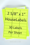 Picture of HouseLabels’ brand – 30 Labels per Sheet – NEON YELLOW (25 Sheets – Best Value)