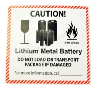 Picture of 1 Roll (300 labels per roll) Pre-Printed 4 5/8' x 5” CAUTION LITHIUM METAL BATTERY FREE SHIPPING