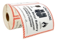 Picture of 17 Rolls (300 labels per roll) Pre-Printed 4 5/8' x 5” CAUTION LITHIUM METAL BATTERY FREE SHIPPING