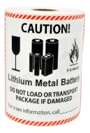 Picture of 17 Rolls (300 labels per roll) Pre-Printed 4 5/8' x 5” CAUTION LITHIUM METAL BATTERY FREE SHIPPING