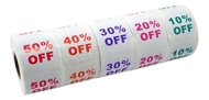 Picture of Discount Labels Combo Pack - 30 Rolls, 6 Rolls of each % Discount (10-50%)