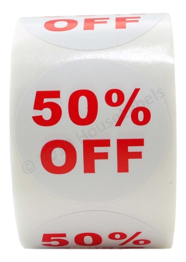 Picture of Discount Labels - 50% Off (100 Rolls - Best Value)