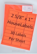 Picture of HouseLabels’ brand – 30 Labels per Sheet – NEON RED (Shipping Excluded)