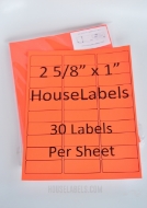 Picture of HouseLabels’ brand – 30 Labels per Sheet – NEON RED (Shipping Excluded)