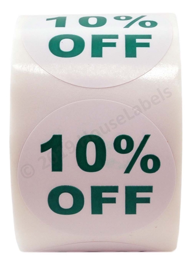 Picture of Discount Labels - 10% Off (1 Roll - Best Value)