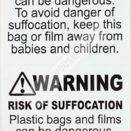 Picture of 1 Roll (500 Labels) Pre-Printed 2x2 FBA Approved Suffocation Warning Labels. Best Value