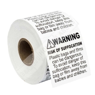 Picture of 2 Rolls (500 Labels Per Roll) Pre-Printed 2x2 FBA Approved Suffocation Warning Labels. Best Value