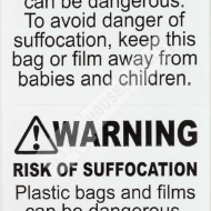 Picture of 4 Rolls (500 Labels Per Roll) Pre-Printed 2x2 FBA Approved Suffocation Warning Labels. Best Value