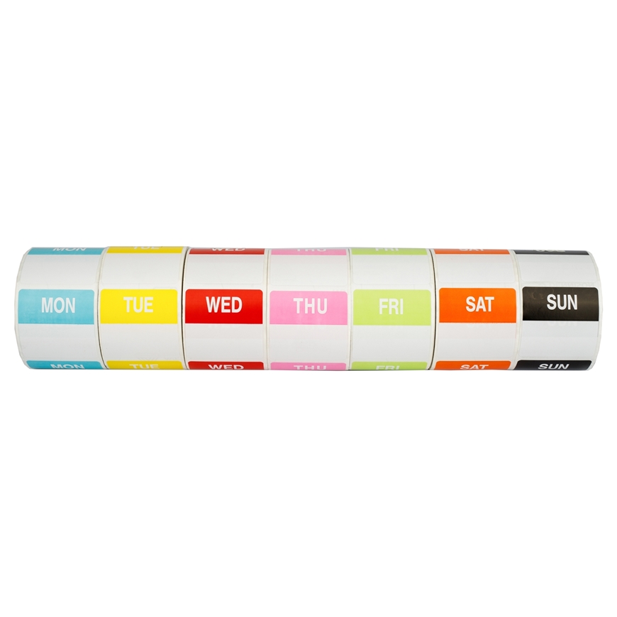 Picture of All 7 Days Of The Week Combo Pack, 2 Rolls of Monday - Sunday Labels (14 Rolls Total - Shipping Included)