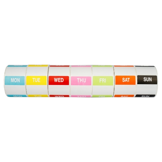 Picture of All 7 Days Of The Week Combo Pack, 7 Rolls of Monday - Sunday Labels (49 Rolls Total - Best Value)