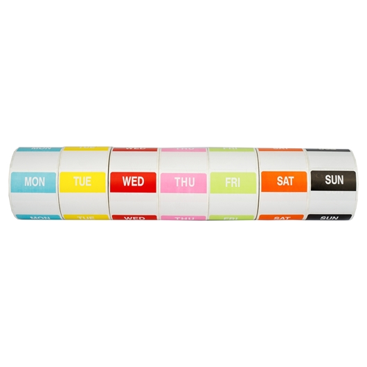Picture of All 7 Days Of The Week Combo Pack, 8 Rolls of Monday - Sunday Labels (56 Rolls Total - Best Value)