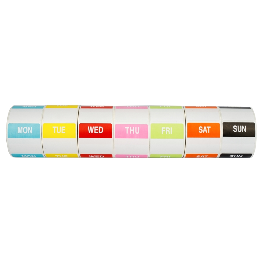 Picture of All 7 Days Of The Week Combo Pack, 8 Rolls of Monday - Sunday Labels (56 Rolls Total - Shipping Included)