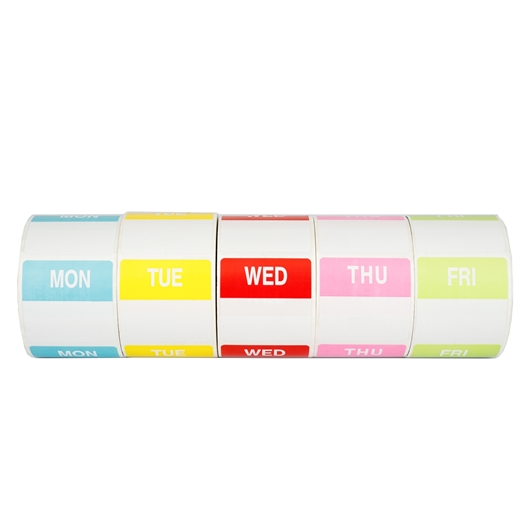 Picture of Day Of The Week Business Day Combo Pack, 5 Rolls of Monday - Friday Labels (25 Rolls Total - Shipping Included)
