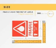 Picture of (1 Roll, 500 Labels) Pre-Printed 3x5 Fragile LIQUID This Way Up Labels. Best Value