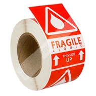 Picture of (2 Rolls, 500 Labels) Pre-Printed 3x5 Fragile LIQUID This Way Up Labels. Shipping Included