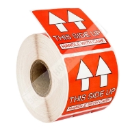 Picture of 2 Rolls (500 Labels Per Roll) Pre-Printed 2x2 This Side Up Labels. Best Value