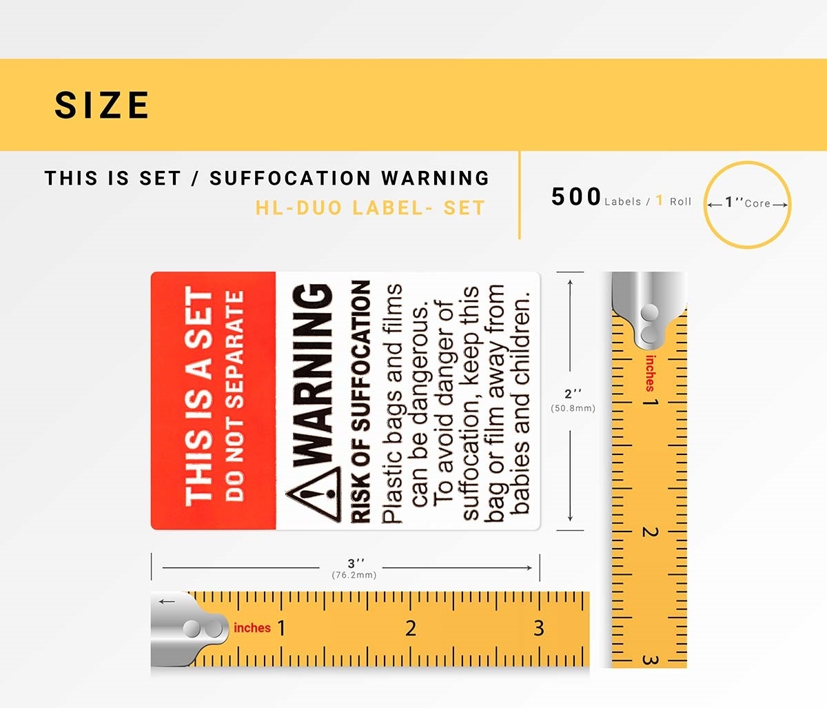 THIS IS SET / SUFFOCATION WARNING for FBA | 10 Rolls | HouseLabels.com