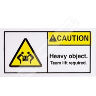 Picture of 14 rolls (500 labels per roll) Pre-Printed 3x1.5 CAUTION HEAVY OBJECT Team Lift Required Shipping Included