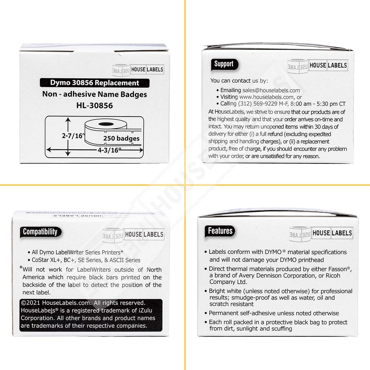 Dymo 30856 Non-Adhesive Name Badges | White | Houselabels.com