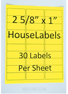 Picture of HouseLabels’ brand – 30 Labels per Sheet – YELLOW (200 Sheets – Shipping Included)