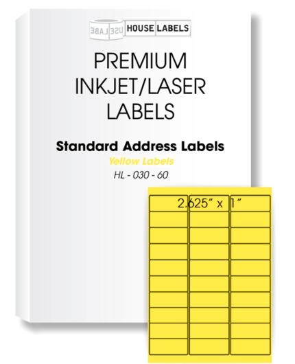 Picture of HouseLabels’ brand – 30 Labels per Sheet – YELLOW (1000 Sheets – Best Value)
