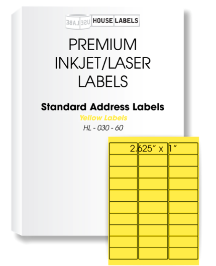 Picture of HouseLabels’ brand – 30 Labels per Sheet – YELLOW (2000 Sheets – Best Value)