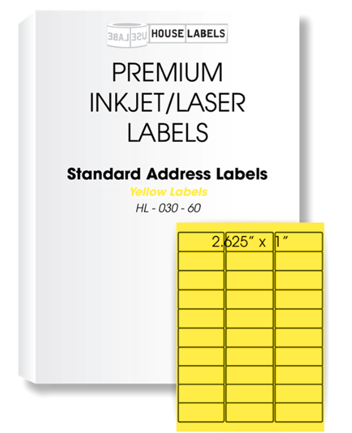 Picture of HouseLabels’ brand – 30 Labels per Sheet – YELLOW (2000 Sheets – Shipping Included)