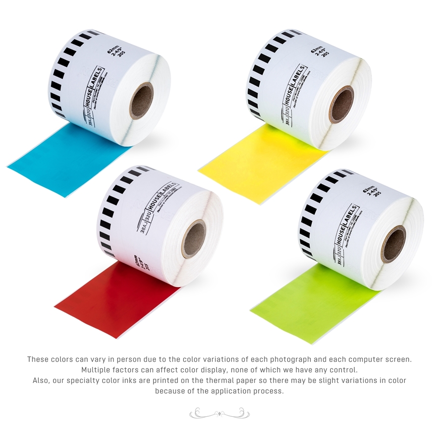 Picture of Brother DK-2205 COMBO PACK (8 Rolls – Your Choice – BLUE, GREEN, RED, YELLOW – Best Value)
