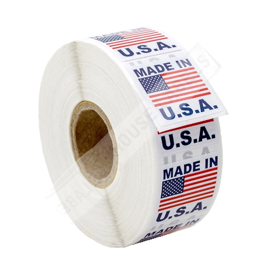 Picture of (20 Roll, 1000 Labels) Pre-Printed 1x1 Made In USA Labels. Best Value